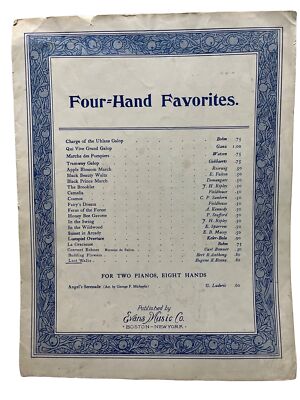 Last Waltz Piano Sheet Music Four Hand Favorites for Two Pianos 1914 Valse Lente