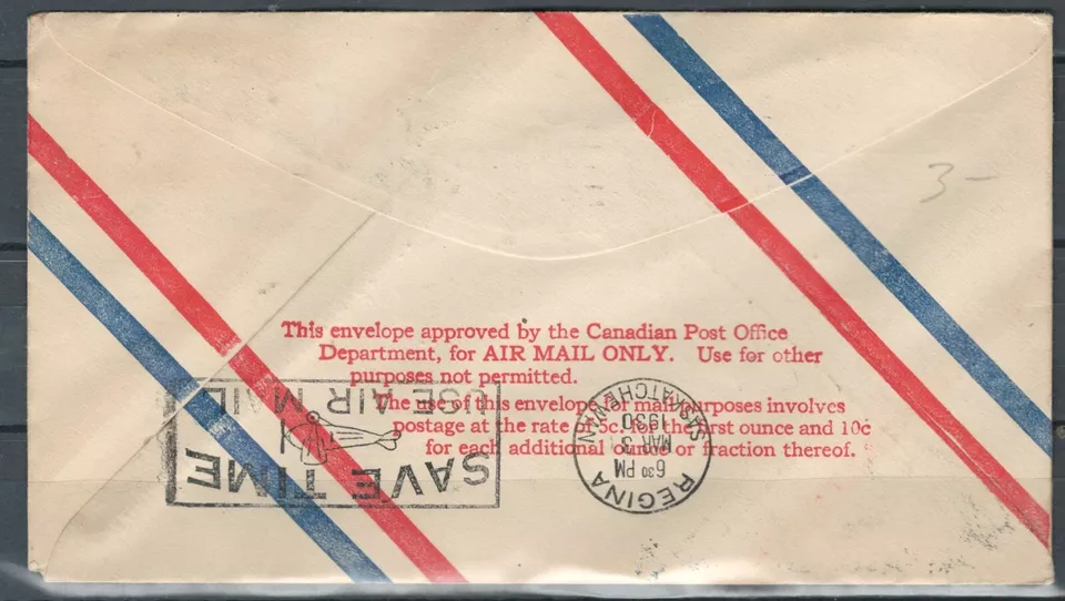 CANADA BRITISH COMMONWEALTH 1ST FLIGHT AIR MAIL COVER TO EDMINTON LOT (BCL 40) - Image 2 of 2