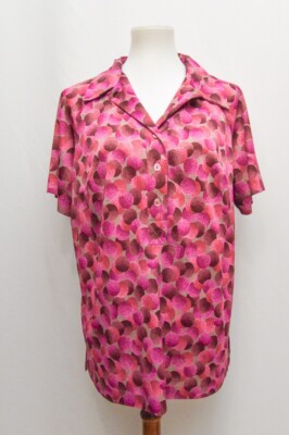 Vintage womens blouse pink 2X 70s