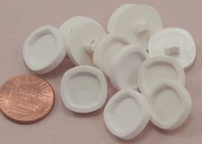 12 Square Concave White Plastic Shank Buttons 5/8" 16mm # 7083