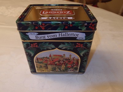 Lambertz AACHEN Germany Musical Cookie Tin(empty) Christmas Holly ''Silent Night''