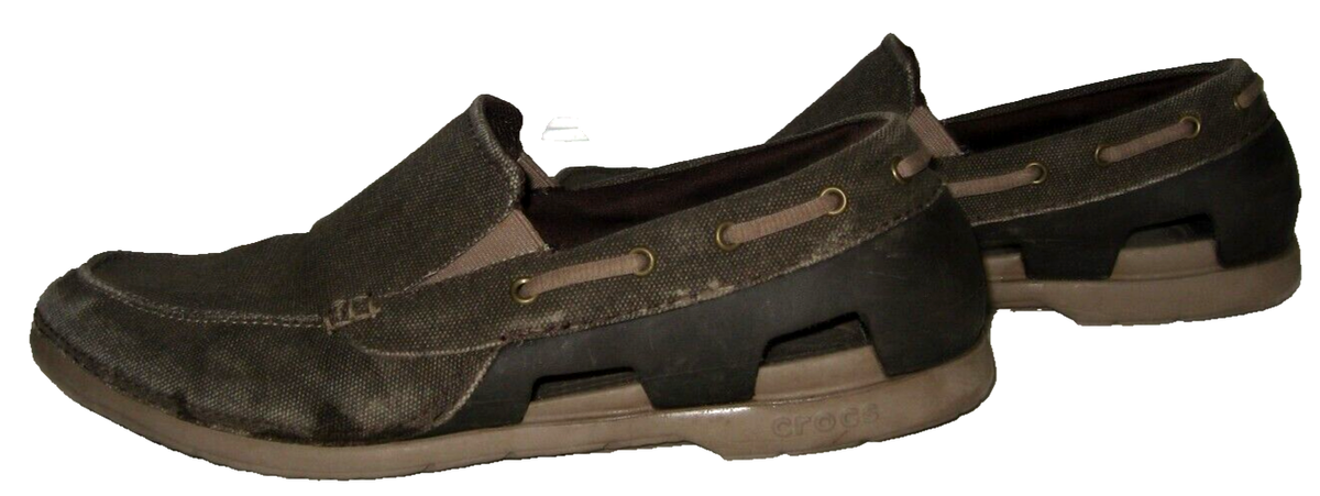 Crocs Beach Line Shoes Men\'s Brown Canvas Slip On Size 12 Deck/Boat Shoe Men main image 2