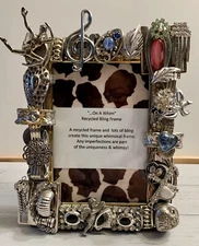 Silver Frame Handmade Vintage Jewelry Embellished Picture Unique Original
