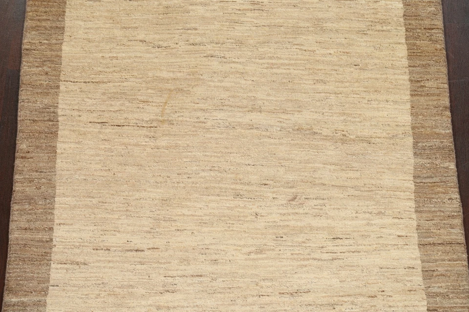 Alfombra oriental Gabbeh Kashkoli con bordes de lana anudada a mano alfombra marfil 5'x7' Foto 4 de 4