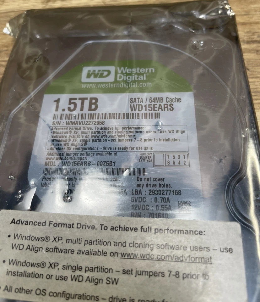 WD WD15EARS-00MVWB0 DCM: HARNHT2CH SATA/ 64MB CACHE - Image 2 of 4