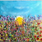 Large Original ABSTRACT ACRYLIC PAINTING 90 x 90cm Canvas Sunrise dianeplantart.