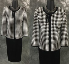 BEAUTIFUL St John collection knit jacket black white suit blazer size 6