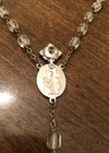 Rare Vintage Catholic Rosary Glass Beads Silver Tone Crucifix 1958 Rhinestones — photo 5