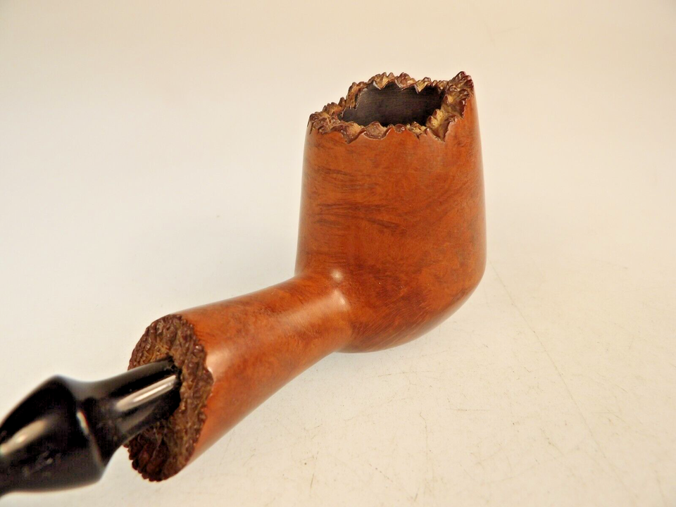 New Stone Age Natural 614 Virgin Italy Briar Pipe Fancy Ebonite Rubber