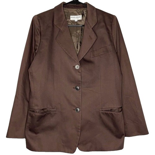 Giorgio Armani Crocodile Embossed Button Jacket Dark Brown Women