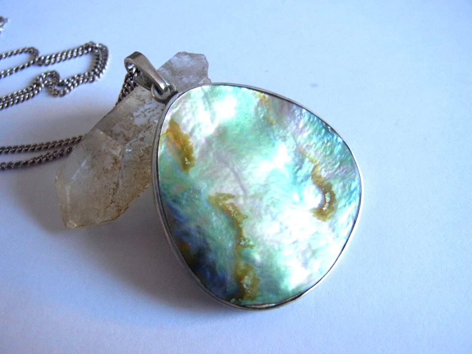 Wunderschöner Anhänger Silber 835 Perlmutt + Kette 835 - Bild 2 von 4