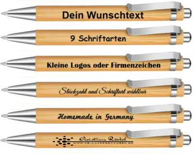Personalisierter Kugelschreiber mit Gravur - personalisiert mit Namen Bambusholz