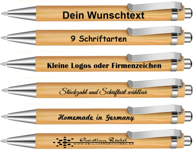 Personalisierter Kugelschreiber mit Gravur - personalisiert mit Namen Bambusholz