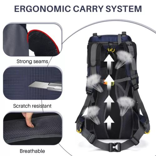 Wasserdichter Rucksack 60L großes Fassungsvermögen Tornister Tasche für Camping Wandern Reisen - Bild 14 von 56