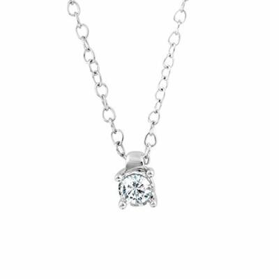 0,10 ct runder Brillantschliff massiver 14K Weißgold Solitär Anhänger 18'' Halskette