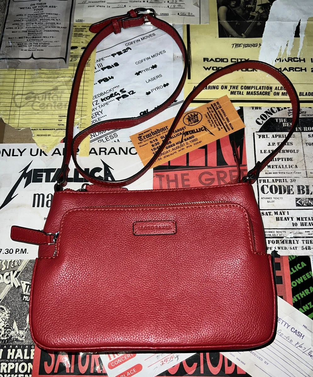LLOYD BAKER Red GENUINE LEATHER Multi Pocket Cross body Shoulder Bag Small