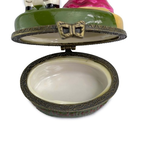 Vintage Mary Had A Little Lamb Trinket Box Pill Box Ring Dish Hinged Trinket Box - Picture 7 of 8