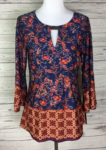 New Directions Blue Long Sleeve Top Size 1X (Plus) - 66% off