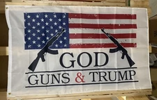 Donald Trump God & Guns Flag FREE SHIP Save America Republican USA Sign 3x5’