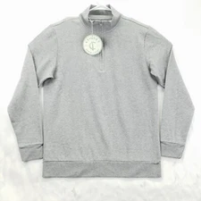 NEW Criquet Sweater Fleece Mens Medium Gray Knit Long Sleeve 1/4 Zip Golf