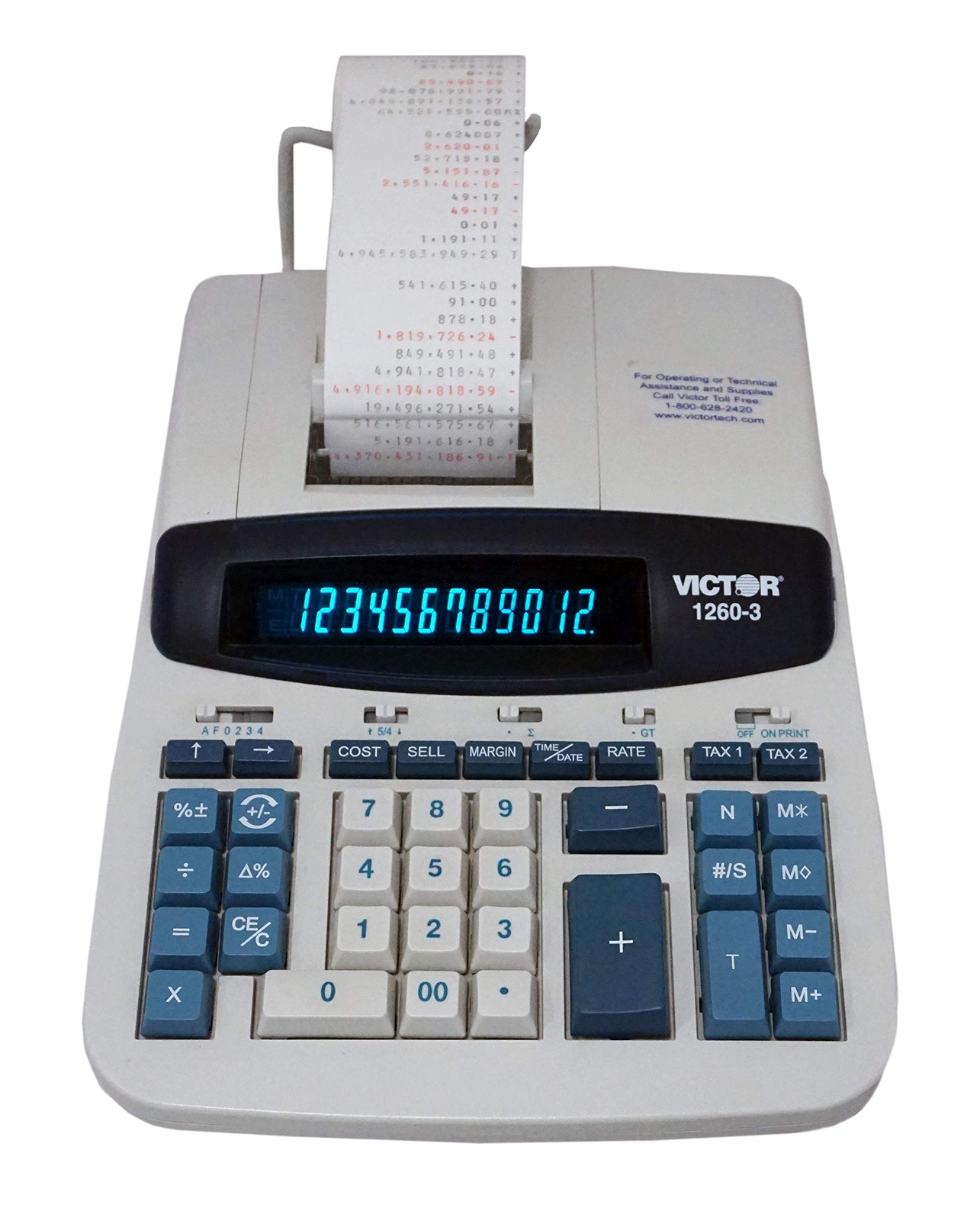 Victor 1260-3 12 Digit Heavy Duty Commercial Printing Calculator