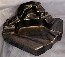 Mosaic Tile Co. Art Deco Dog Ash Tray Gunmetal Glaze Geometric Cubist Shape