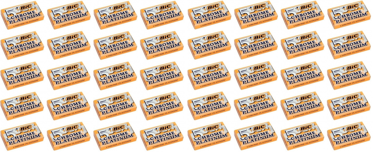 BIC Chrome Platinum Double Edge Safety Razor Blades, 200 Blades