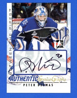 2007-08 IN THE GAME BETWEEN THE PIPES PETER DELMAS GOALIE GRAPHS AUTO