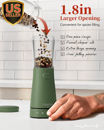 Electric Salt and Pepper Grinder Set with Storage Base, Stainless Steel Recha...