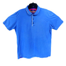 Robert Graham Men  s Blue White Trim Size M Classic Fit Polo Shirt Short Sleeve