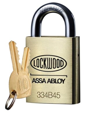 Lockwood 334B45 Padlock - NEW - Two Original Keys - 334B45/119/5KD
