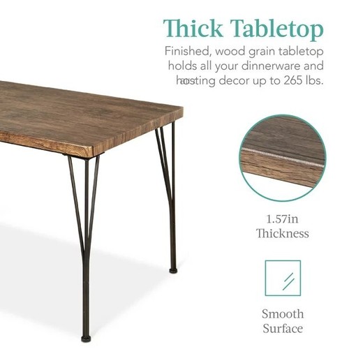 Best Choice Products 5-Piece Indoor Modern Metal Wood Rectangular Dining Table - Picture 3 of 7