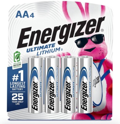 Energizer Ultimate Lithium AA Batteries - 4 Pieces 2 Packs Ate Included = 8