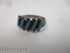 VINTAGE BELL TRADING ZUNI INDIAN NEEDLEPOINT TURQUOISE MAIZE RING STERLING — photo 2