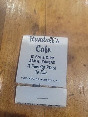 Vintage  Randall's Cafe Matchbook Alma Kansas