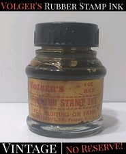 VINTAGE Volger's Rubber Stamp Ink Bottle - 1 oz Red