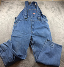 Vtg Round House Denim Bib Overalls Mens 42x30 Made USA Workwear