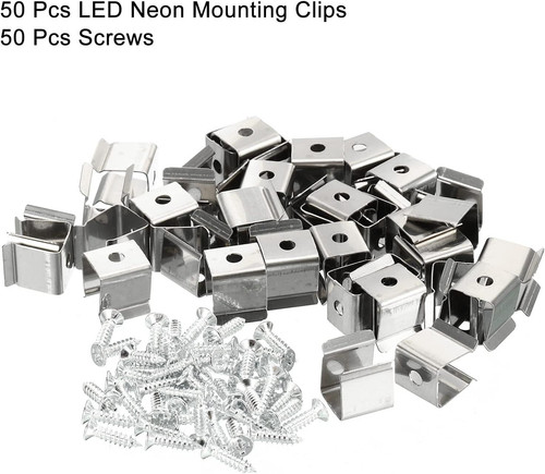 MECCANIXITY Rope Light Mounting Clips, 50 Pack Wall 8mm to 11mm, Silver
