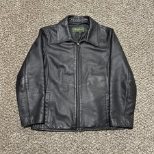 Vintage Eddie Bauer Leather Jacket Size S Black Cowhide Motorcycle - Pre-Owned