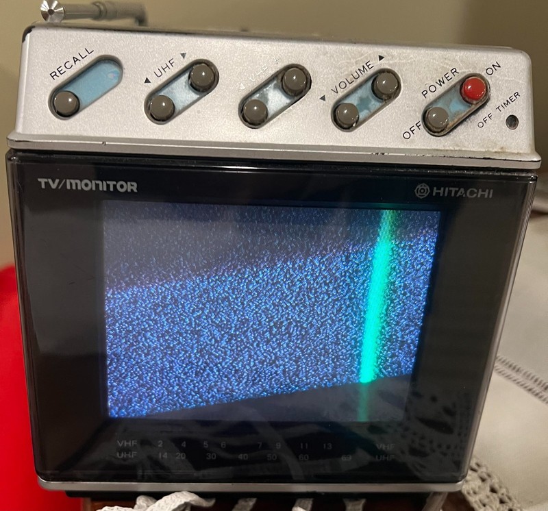 Vintage Hitachi TP-300 Portable TV Dated March 1988