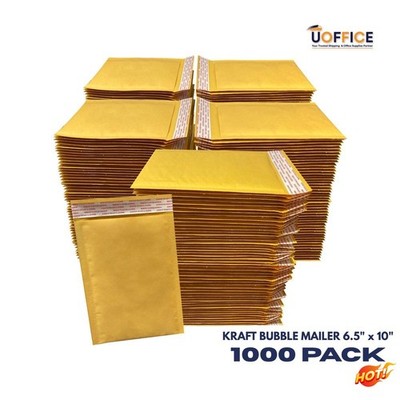 Pack of 1000 Kraft Bubble Mailers 6.5'' x 10'' - #0 Self-Seal Padded Envelopes
