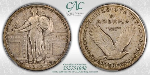 1917-D Standing Liberty Quarter Type 1 – CAC XF45 – Key Early Date