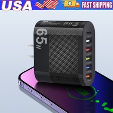 65W Fast Charge Wall Charger Adapter 5 USB Port Type C Charger iPhone17 15 Lot