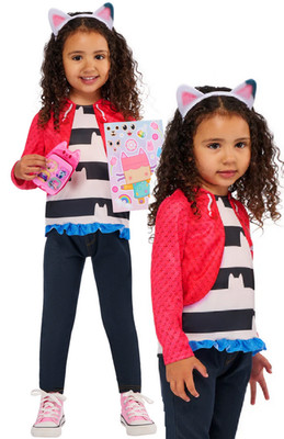 Gabbys Dollhouse Box Set Kinder Fancy Dress Kostüm Plus Sticker Set Alter 3-8
