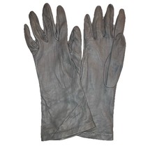 Vintage Leather Winter Gloves Women  s Silk Lined Butter Soft Grey Medium