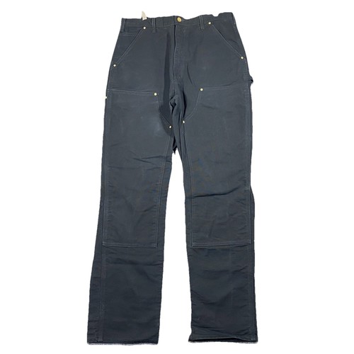 Vintage Carhartt Double Knee Pants B01 BLK 34x34 Black Faded USA Made Excellent