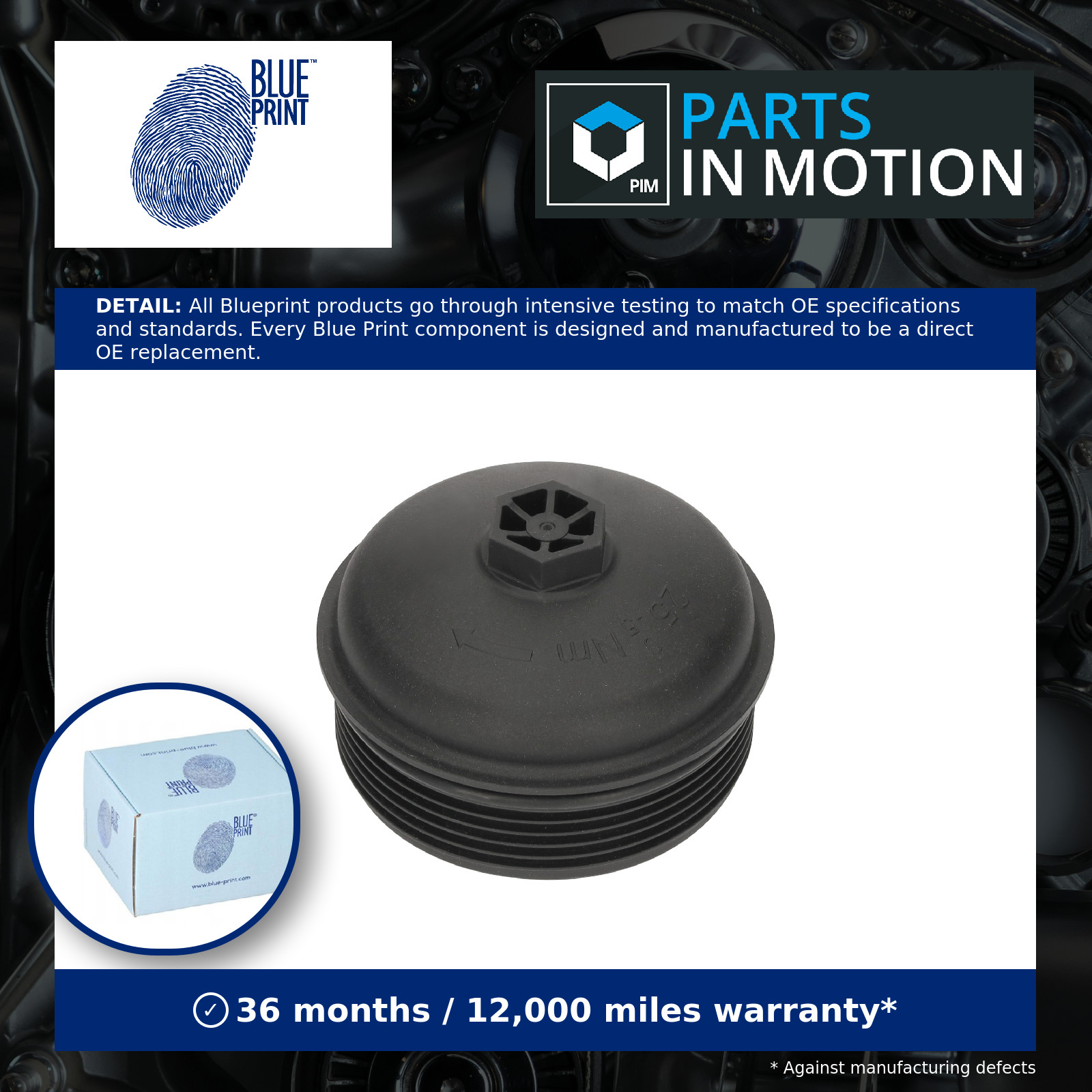 Oil Filter Cap fits MITSUBISHI Lid Cover Blue Print MQ004801 MQ004801SK2 Quality