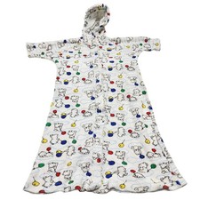 Baby Terry Cloth Hooded Robe Gownr White Bear Primary Balloon Carters Vtg 90s