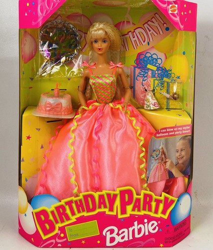 ๐1998 Happy Birthday Party Barbie Doll, Blonde, Mattel 22905 - Picture 2 of 7