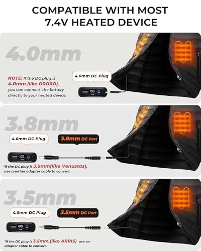 16000mAh Rechargeable Battery Pack for Heated Vests, 7.4V/5V Power Bank with LED image 4